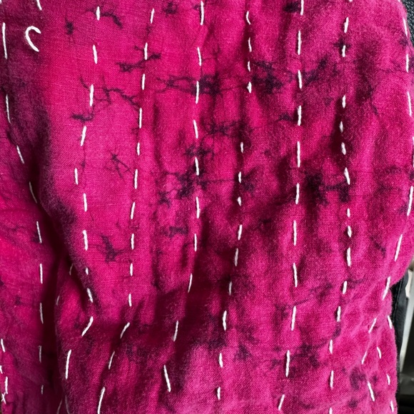 Kantha Blue tree of life with pink paisley Vintage throw/Quilt handsewn India - Picture 10 of 12